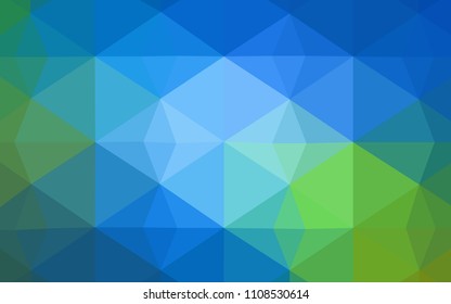 Light Blue, Green vector polygonal pattern. Shining polygonal illustration, which consist of triangles. Polygonal design for your web site.