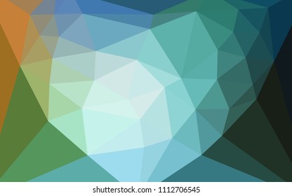 Light Blue, Green vector polygonal template with a heart in a centre. Shining colorful illustration with triangles. Best triangular design for your business.