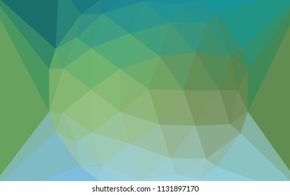 Light Blue, Green vector polygonal background with a diamond. Triangular geometric sample with gradient.  Brand new design for your business.
