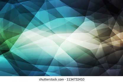 Light Blue, Green vector polygonal background. Shining polygonal illustration, which consist of triangles. Template for cell phone's backgrounds.
