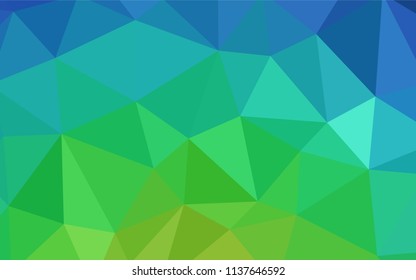 Light Blue, Green vector polygonal background. Shining colorful illustration with triangles. A new texture for your web site.