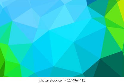 Light Blue, Green vector polygonal pattern. Geometric illustration in Origami style with gradient.  A completely new design for your leaflet.