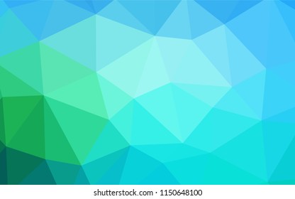 Light Blue, Green vector polygonal pattern. Shining polygonal illustration, which consist of triangles. Template for cell phone's backgrounds.