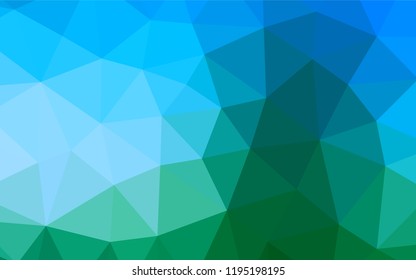 Light Blue, Green vector polygonal template. Creative illustration in halftone style with gradient. Brand new style for your business design.
