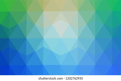Light Blue, Green vector polygonal template. Triangular geometric sample with gradient.  A new texture for your web site.