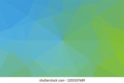 Light Blue, Green vector polygonal template. Shining illustration, which consist of triangles. The textured pattern can be used for background.