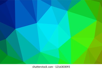 Light Blue, Green vector polygonal pattern. Shining polygonal illustration, which consist of triangles. New template for your brand book.