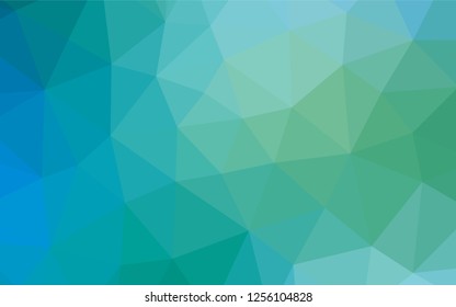 Light Blue, Green vector polygonal template. Shining illustration, which consist of triangles. The textured pattern can be used for background.
