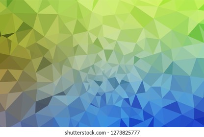 Light Blue, Green vector polygonal template. Triangular geometric sample with gradient.  Textured pattern for your backgrounds.