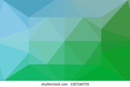 Light Blue, Green vector polygonal background. A sample with polygonal shapes. The best triangular design for your business.