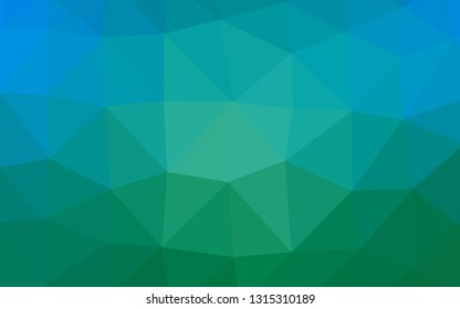 Light Blue, Green vector polygonal template. A vague abstract illustration with gradient. The best triangular design for your business.