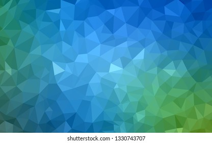 Light Blue, Green vector polygonal pattern. Geometric illustration in Origami style with gradient.  Triangular pattern for your design.