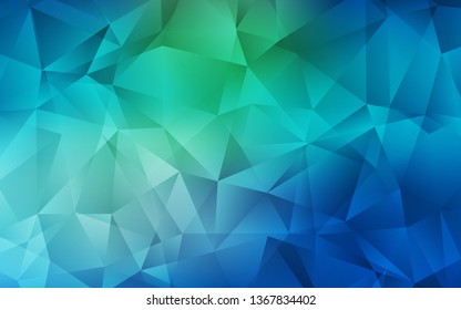 Light Blue, Green vector polygonal template. Triangular geometric sample with gradient.  Triangular pattern for your design.