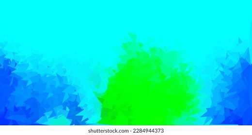 Hellblaues, grünes Vektorpolygonalmuster. Farbige abstrakte Illustration mit Farbverlauf-Dreiecken. Hintergrund für Mobiltelefone.