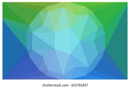 Light Blue, Green vector polygonal illustration, which consist of triangles with a gemstone in center. Triangular design of a huge diamond for your business. Creative geometric background of gems.