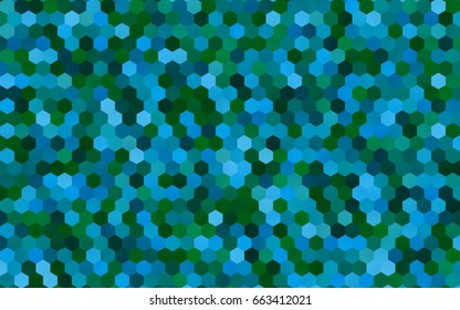 Light Blue, Green vector polygonal illustration, which consist of hexagons. Hexagonal pattern for your business design. Geometric background in Origami style with gradient. 