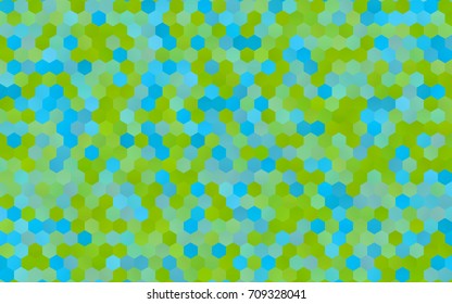 Light Blue, Green vector polygonal illustration, which consist of hexagons. Hexagonal pattern for your business design. Geometric background in Origami style with gradient. 