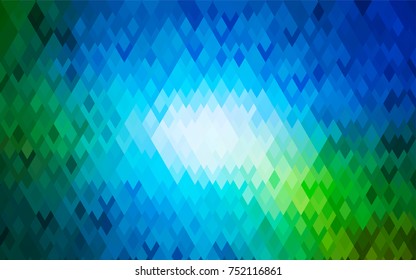 Light Blue, Green vector polygonal illustration, which consist of rectangles. Rectangular pattern for your business design. Geometric background in Origami style with gradient. 