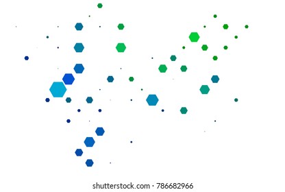 Light Blue, Green vector polygonal illustration, which consist of hexagons. Hexagonal pattern for your business design. Geometric background in Origami style with gradient. 