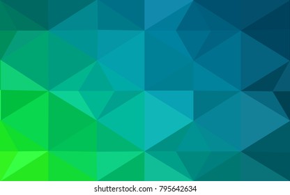 Light Blue, Green vector polygonal illustration, which consist of triangles. Triangular pattern for your business design. Geometric background in Origami style with gradient. 