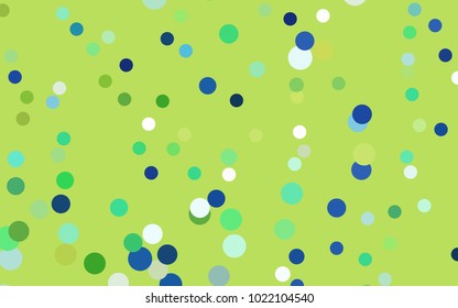 Light Blue, Green vector red banner with set of circles, dots. Donuts Background. Creative Design Template. Technological halftone illustration.