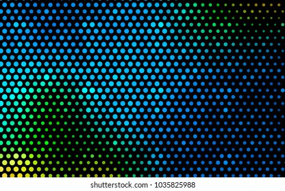 Light Blue, Green vector red banner with set of circles, dots. Donuts Background. Creative Design Template. Technological halftone illustration.