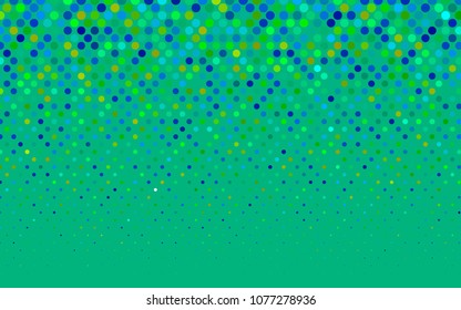 Light Blue, Green vector red pattern of geometric circles, shapes. Colorful mosaic banner. Geometric background with colored disks.