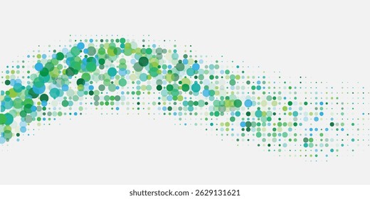Light Blue, Green vector red banner with set of circles, dots. Donuts Background. Creative Design Template. Technological halftone illustration.
