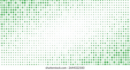 Azul-claro, bandeira vermelha vetorial verde com conjunto de círculos, pontos. Fundo de rosquinhas. Modelo do Creative Design. Ilustração de meio-tom tecnológico.