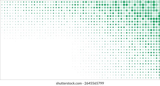 Azul claro, Anuncio rojo de Vector verde con conjunto de círculos, puntos. Donuts de fondo. Plantilla de Diseño Creativo. Ilustración de semitono tecnológico.