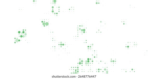 Azul claro, Anuncio rojo de Vector verde con conjunto de círculos, puntos. Donuts de fondo. Plantilla de Diseño Creativo. Ilustración de semitono tecnológico.