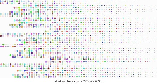 Azul claro, Anuncio rojo de Vector verde con conjunto de círculos, puntos. Donuts de fondo. Plantilla de Diseño Creativo. Ilustración de semitono tecnológico.