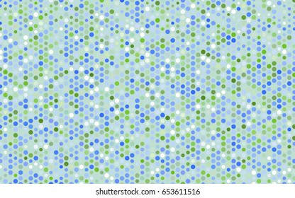 Light Blue, Green vector red banner with set of circles, dots. Donuts Background. Creative Design Template. Technological halftone illustration.