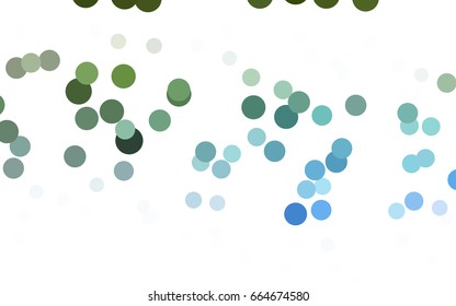 Light Blue, Green vector red banner with set of circles, dots. Donuts Background. Creative Design Template. Technological halftone illustration.