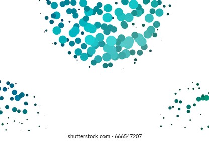 Light Blue, Green vector red banner with set of circles, dots. Donuts Background. Creative Design Template. Technological halftone illustration.