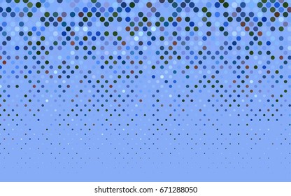 Light Blue, Green vector red banner with set of circles, dots. Donuts Background. Creative Design Template. Technological halftone illustration.