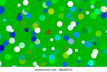 Light Blue, Green vector red pattern of geometric circles, shapes. Colorful mosaic banner. Geometric background with colored disks.