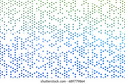 Light Blue, Green vector red banner with set of circles, dots. Donuts Background. Creative Design Template. Technological halftone illustration.