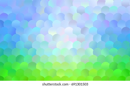 Light Blue, Green vector red banner with set of circles, dots. Donuts Background. Creative Design Template. Technological halftone illustration.