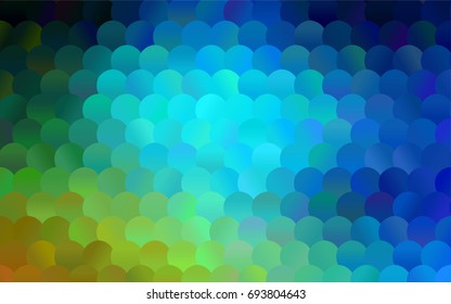 Light Blue, Green vector red banner with set of circles, dots. Donuts Background. Creative Design Template. Technological halftone illustration.