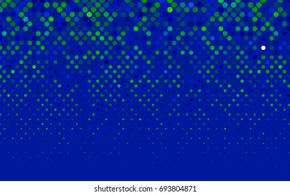 Light Blue, Green vector red banner with set of circles, dots. Donuts Background. Creative Design Template. Technological halftone illustration.