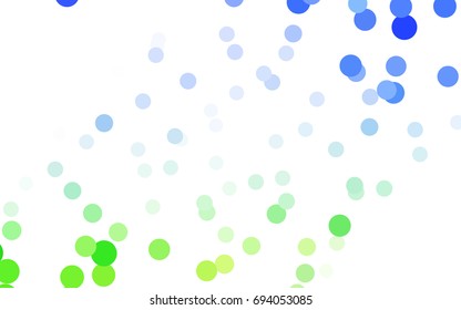 Light Blue, Green vector red banner with set of circles, dots. Donuts Background. Creative Design Template. Technological halftone illustration.