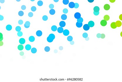 Light Blue, Green vector red banner with set of circles, dots. Donuts Background. Creative Design Template. Technological halftone illustration.