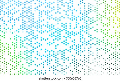 Light Blue, Green vector red banner with set of circles, dots. Donuts Background. Creative Design Template. Technological halftone illustration.
