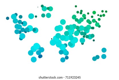 Light Blue, Green vector red banner with set of circles, dots. Donuts Background. Creative Design Template. Technological halftone illustration.