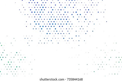 Light Blue, Green vector red banner with set of circles, dots. Donuts Background. Creative Design Template. Technological halftone illustration.