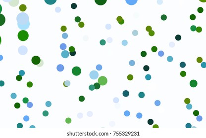 Light Blue, Green vector red banner with set of circles, dots. Donuts Background. Creative Design Template. Technological halftone illustration.