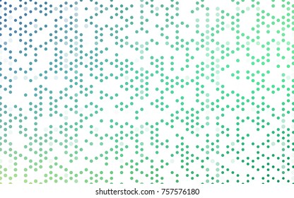 Light Blue, Green vector red banner with set of circles, dots. Donuts Background. Creative Design Template. Technological halftone illustration.