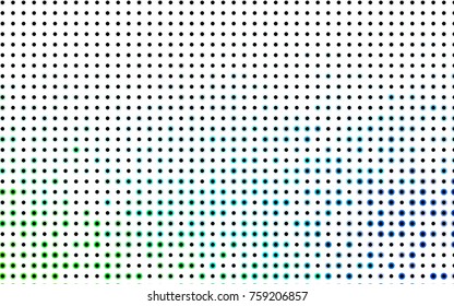 Light Blue, Green vector red banner with set of circles, dots. Donuts Background. Creative Design Template. Technological halftone illustration.