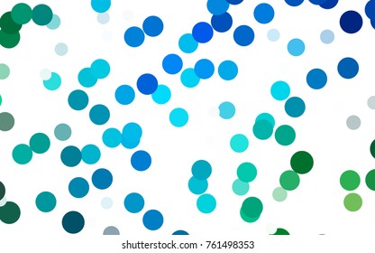 Light Blue, Green vector red pattern of geometric circles, shapes. Colorful mosaic banner. Geometric background with colored disks.